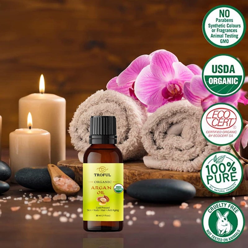 TROFUL Organic Argan Oil 30 ml -100% Pure Cold Pressed Moroccan Organic Argan Oil for Hair Growth, Face, Body,Nails,Treatment For Damaged Hair and Dry Skin Air & land transit compatible - Image 2