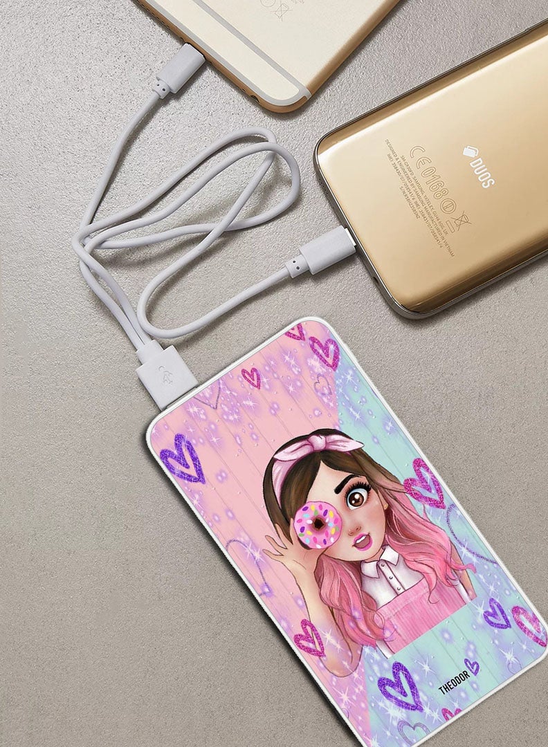 Theodor 10,000 mAh Super Fast Charging Ultra Compact Power Bank with Quick Charge & Power Delivery, Portable Charger For iPhone and Android Donut Love - Image 2