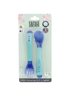 safari baby Baby Color Changing Feeding Spoon & Fork | 2 Pcs | 