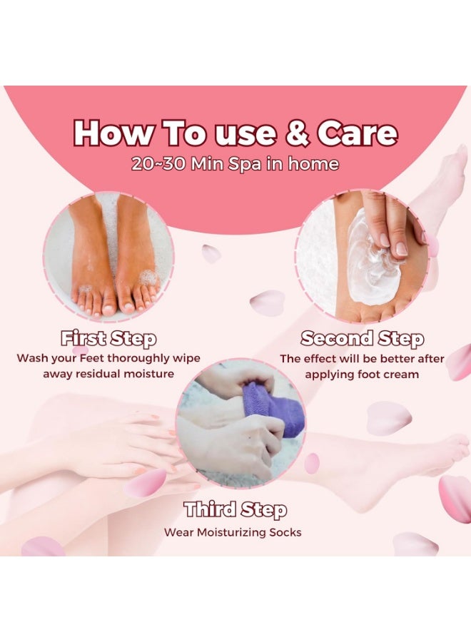 Meetion جوارب مرطبة للقدمين الجافتين والمتشققتين للنساء والرجال - جوارب هيدراتينغ جل لمرطب القدم أثناء الليل (1 زوج (وردي)) - Image 3