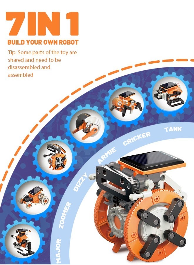 ERTYU ERTYU Solar Robot Toy Kit for Kids, 7 in 1 STEM Robot Toys Building Kits, Educational Science Experiment Kit Powered by Solar, DIY Educational Toy for 8 9 10 Year Old Boys Girls Birthday Gifts  - Image 3