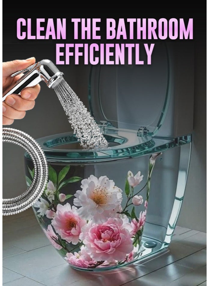 برفكت مجموعة شطاف عالية الجودة ومثالية – خرطوم مرن بطول ١٢٠ سم مع حامل حائطي | بخاخ بيديت مانع للتسرب | طلاء كروم مقاوم للتآكل | سهولة التركيب وأداء طويل الأمد - Image 5