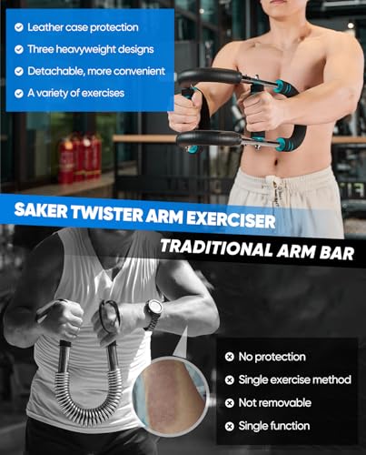 Saker Twister Arm Trainer, PowerTwist Arm Trainer, Adjustable Forearm Strengthener, Arm Exercise Equipment, Chest Workout Equipment, Portable Spring Resistance for Home Gym Equipment (20-60LB) - Image 5
