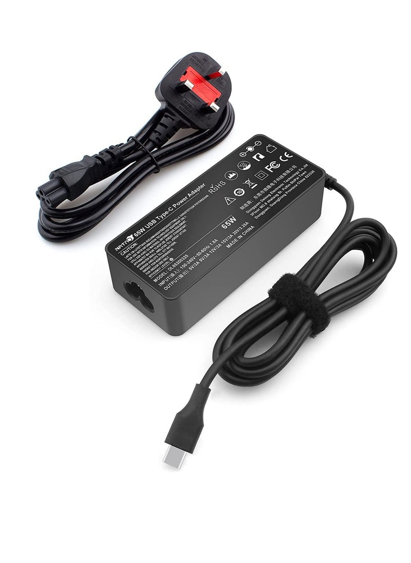 Ntech 65W 45W USB TYPE C Laptop Charger for Lenovo Chromebook ThinkPad X1 Carbon Yoga ADLX65YDC2A Fit for HP Dell Acer Asus Laptop with USB-C Charging  - Image 1