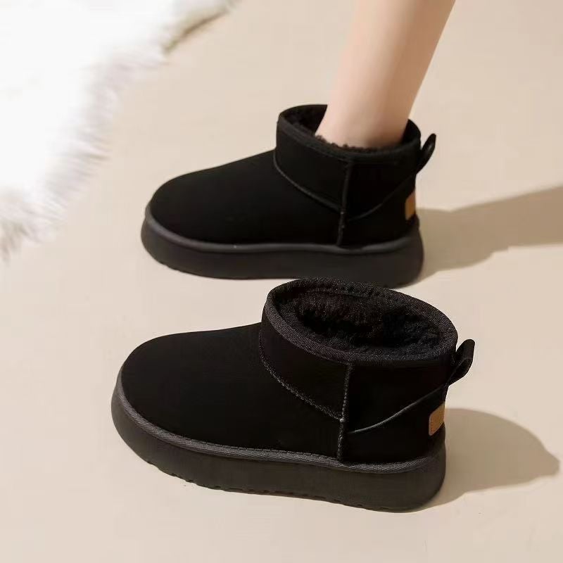 Cotton Shoes Fashion Joker Fleece-Lined Thickened Thick Bottom Increased Non-Slip Cold Warm Snow Boots Women - Image 1