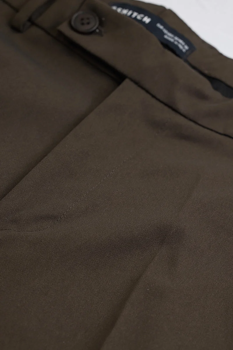 SNITCH Dark Brown Slim Fit Trousers
