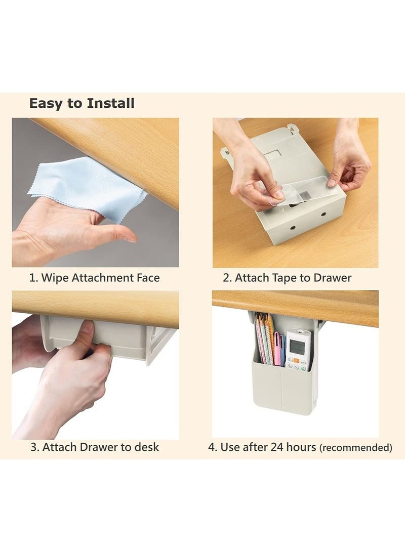 KASTWAVE Under Desk Drawer Under Desk Storage Table Hidden Drawer Desk Storage for Office School Pens Pencils Phone (Small, Grey)  - Image 3