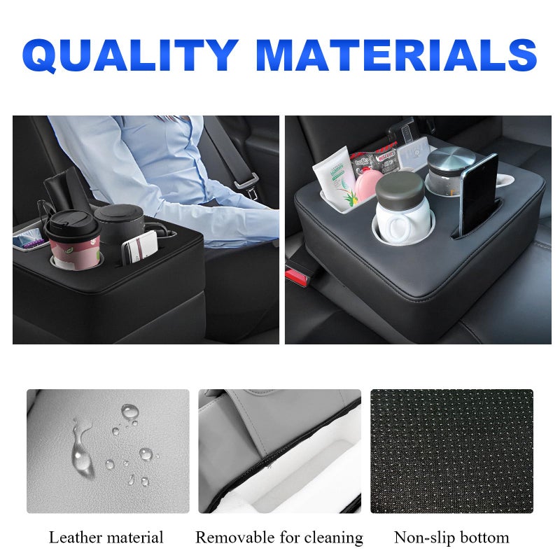 Kewucn Car Back Seat Organizer, Leather Sofa Cup Pocket, Waterproof Pillow to Store Drink Snack Phone, Universal Auto Couch Holder for Car, RV, Bed (Gray) - Image 3