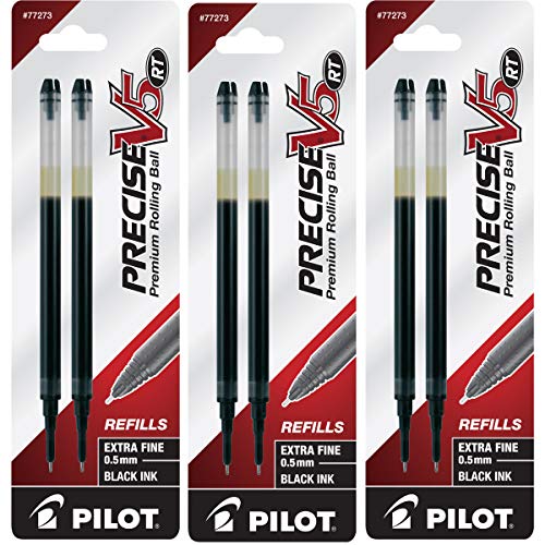 Pilot, Precise V5 RT Liquid Ink Refills, Extra Fine Point 0.5 mm, Black, Pack of 6 - Image 1