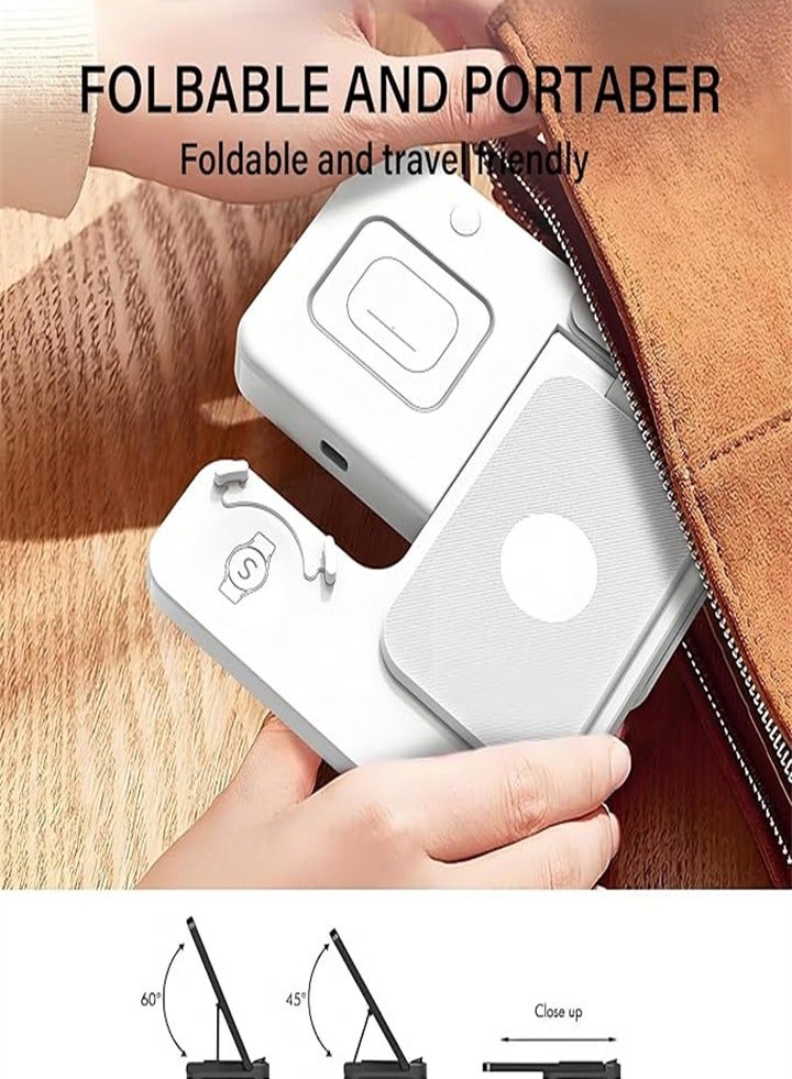 Upgraded charging station 3 in 1, foldable charger, suitable for Samsung mobile phones, watches, headphones 3 in 1 charging, easy to carry, suitable for travel and business hotels (white)  - Image 3