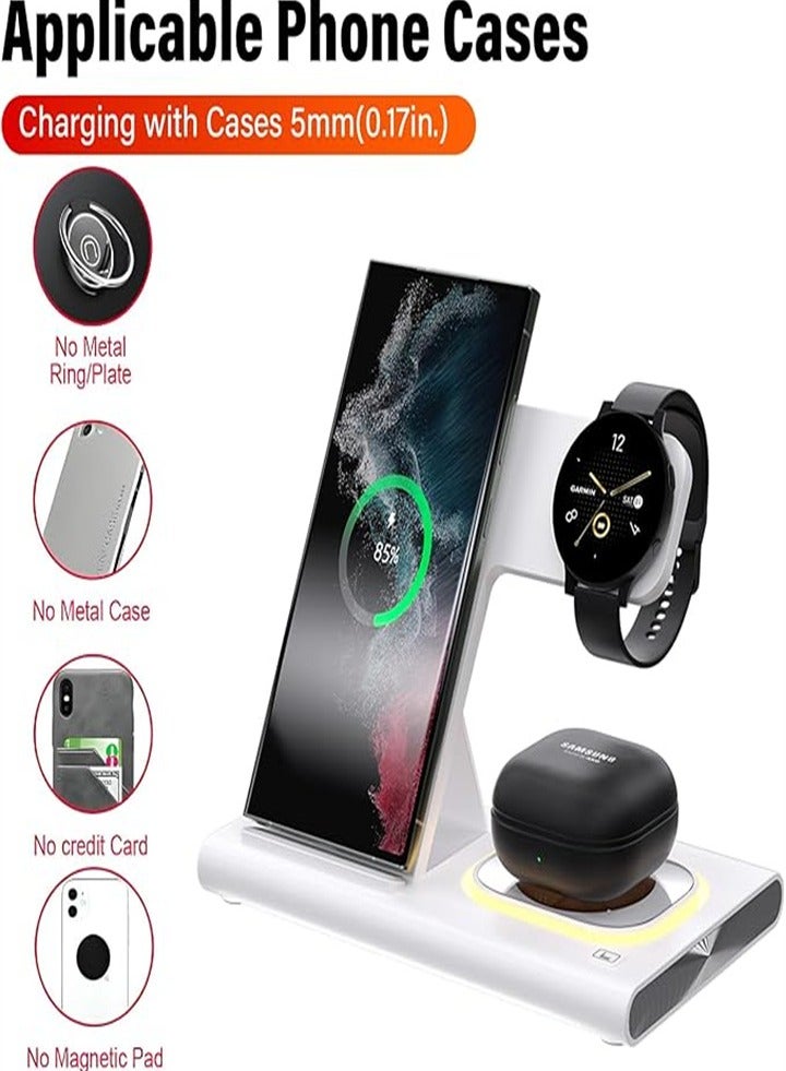 Upgraded charging station 3 in 1, foldable charger, suitable for Samsung mobile phones, watches, headphones 3 in 1 charging, easy to carry, suitable for travel and business hotels (white)  - Image 4