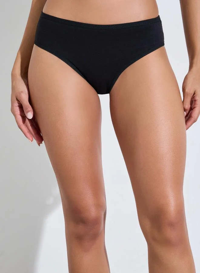 Styli  Pack of 5 - Cotton Elastane Hi-Leg Briefs for Women | Best Price UAE