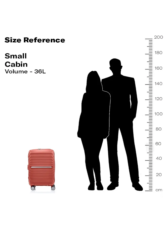Samsonite 55 octolite neo suitcase cabin size 55 cm / 20 inch, 4 spinner wheels, polypropylene, coral|tsa combination lock|expandable|anti-theft secuirty zipper|inner mesh pocket - 3 years international warranty  | Best Price UAE