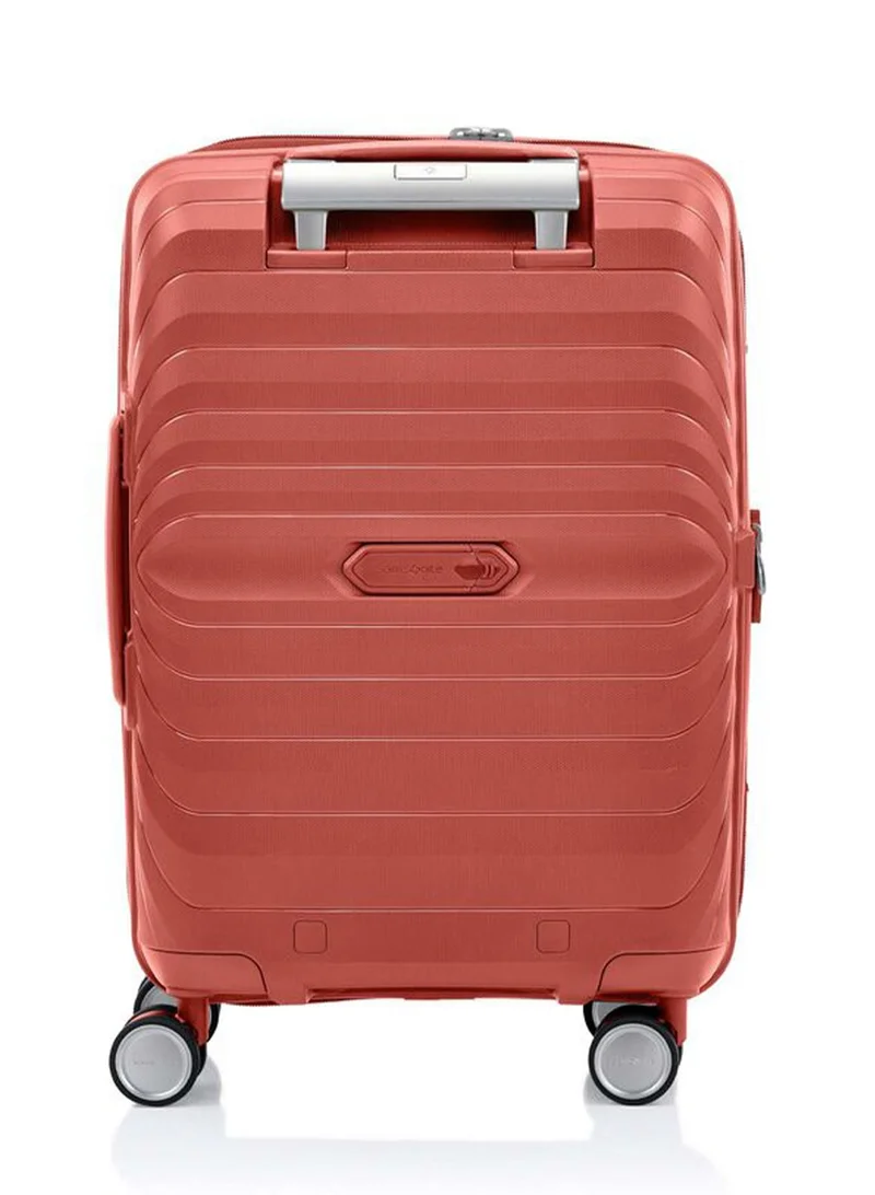 Samsonite 55 octolite neo suitcase cabin size 55 cm / 20 inch, 4 spinner wheels, polypropylene, coral|tsa combination lock|expandable|anti-theft secuirty zipper|inner mesh pocket - 3 years international warranty  | Best Price UAE