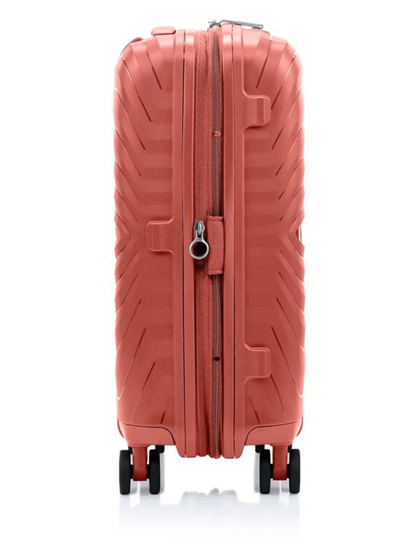 Samsonite 55 octolite neo suitcase cabin size 55 cm / 20 inch, 4 spinner wheels, polypropylene, coral|tsa combination lock|expandable|anti-theft secuirty zipper|inner mesh pocket - 3 years international warranty  | Best Price UAE