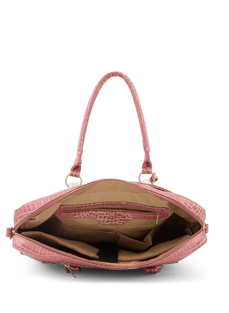 CAPRESE Caprese Miranda Laptop Bag Pink Large - Trendy Handbag for Women | 15’’ Laptop Compartment, Spacious, Detachable Sling Strap, Top Zip Closure, Laptop Bag for Women | Perfect for Office & Daily Use