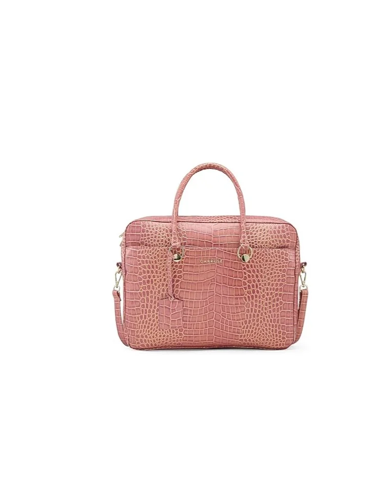 CAPRESE Caprese Miranda Laptop Bag Pink Large - Trendy Handbag for Women | 15’’ Laptop Compartment, Spacious, Detachable Sling Strap, Top Zip Closure, Laptop Bag for Women | Perfect for Office & Daily Use