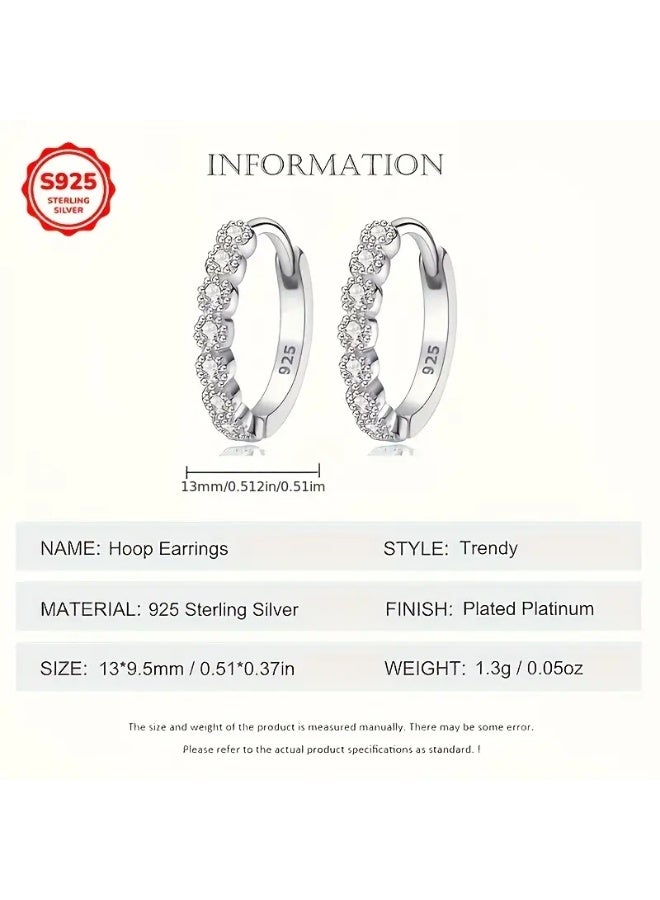 aeen S925 Sterling Silver Zircon Huggie Hoop Earrings – Elegant 3A Grade Zirconia Design, Perfect for Daily Wear, Weddings & Special Occasions - Image 4