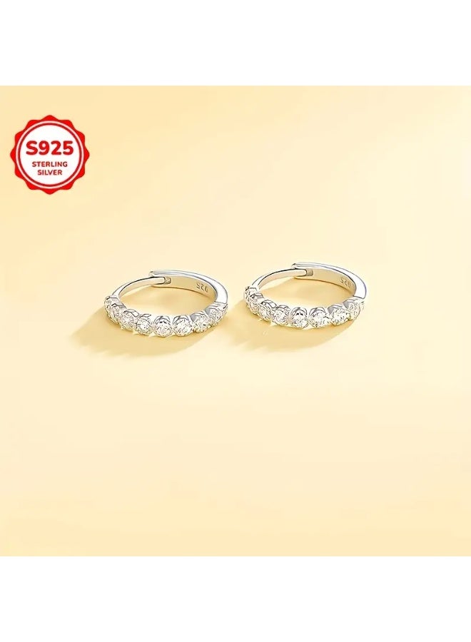 aeen S925 Sterling Silver Zircon Huggie Hoop Earrings – Elegant 3A Grade Zirconia Design, Perfect for Daily Wear, Weddings & Special Occasions - Image 2