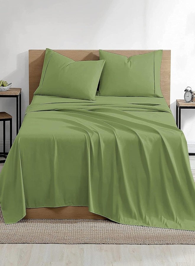 YRM Bedding's 400-TC Top Selling Egyptian Cotton Hotel Quality Bedsheet (102x108 inches) with 2-Pillow Covers King Size -Olive Green - Image 2