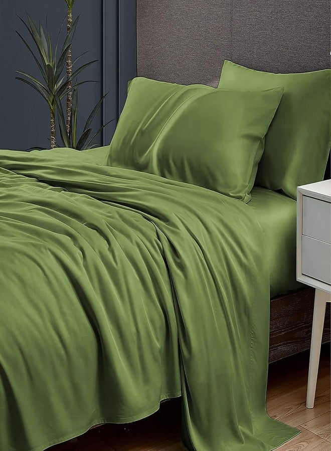 YRM Bedding's 400-TC Top Selling Egyptian Cotton Hotel Quality Bedsheet (102x108 inches) with 2-Pillow Covers King Size -Olive Green - Image 1