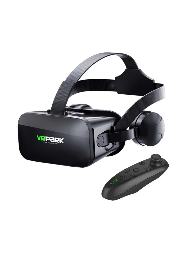 VR Headset Compatible/iOS/PC, Virtual Reality with Wireless Handle, VR Glasses for Immersive Games in 3D Movies with 360 Degree Panoramic Vision, for 3.5-6 Inch - Image 1