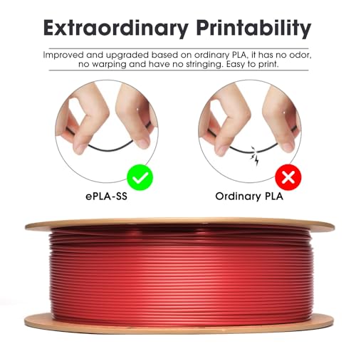 eSUN PLA Basic Filament 1.75mm, 3D Printer Filament High Speed PLA for Fast Printing, 1KG Spool (2.2 LBS) 3D Printing Filament for High Speed 3D Printers, Fire Engine Red - Image 3
