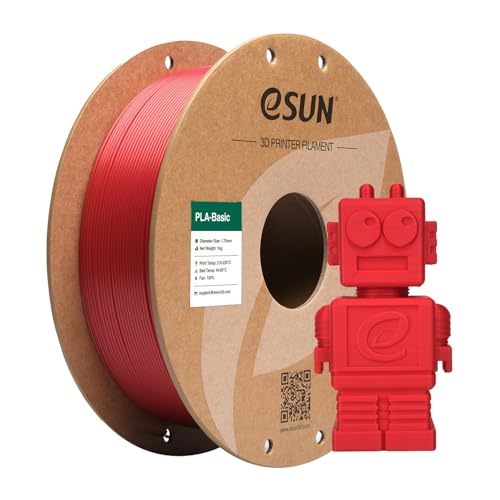 eSUN PLA Basic Filament 1.75mm, 3D Printer Filament High Speed PLA for Fast Printing, 1KG Spool (2.2 LBS) 3D Printing Filament for High Speed 3D Printers, Fire Engine Red - Image 1