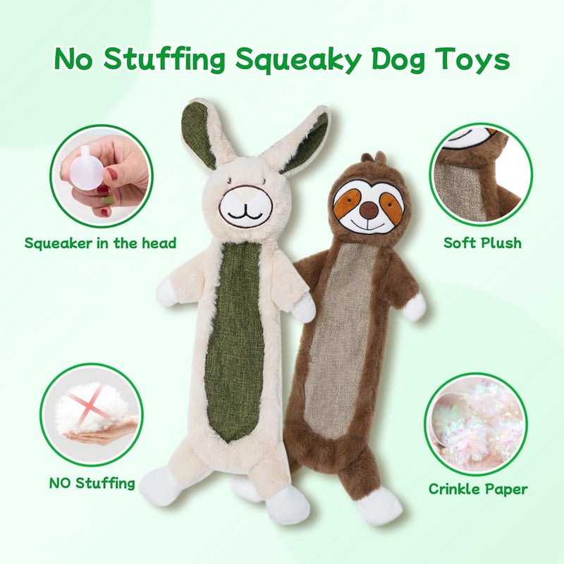 KASTWAVE Crinkle Squeaky Dog Toys for Aggressive Chewers, Plush Interactive Pet Toys with Less Stuffing for Small, Medium & Large Dogs, Tough Chew Toys to Keep Dogs Busy (2 Pack,Blue & Green) - Image 3
