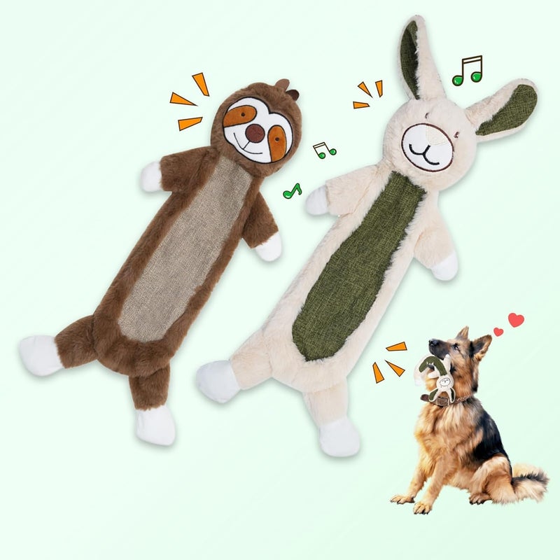 KASTWAVE Crinkle Squeaky Dog Toys for Aggressive Chewers, Plush Interactive Pet Toys with Less Stuffing for Small, Medium & Large Dogs, Tough Chew Toys to Keep Dogs Busy (2 Pack,Blue & Green) - Image 1