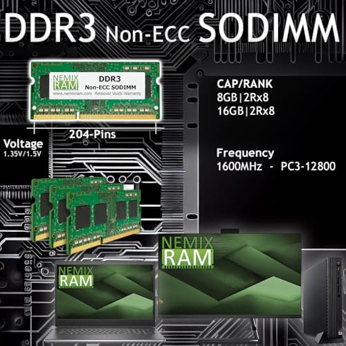 NEMIX RAM 8GB (1X8GB) DDR3 1600MHz PC3-12800 2Rx8 1.35V 204-PIN Non-ECC SODIMM Compatible with Apple MacBook Pro Laptop iMac Memory - Image 2
