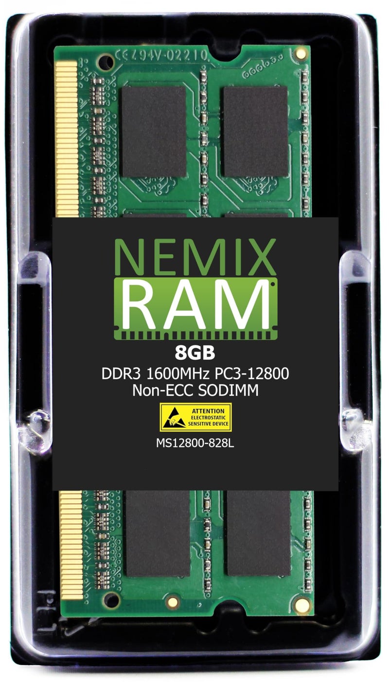 NEMIX RAM 8GB (1X8GB) DDR3 1600MHz PC3-12800 2Rx8 1.35V 204-PIN Non-ECC SODIMM Compatible with Apple MacBook Pro Laptop iMac Memory - Image 1