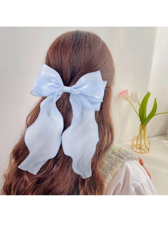 GUSGU 6pcs Oversized Hair Bows and Ribbons for Women, Silky Satin Long Tail Bowknot Barrettes With Metal Clips Ponytail Hair Accessories for Adult Teens - Image 4