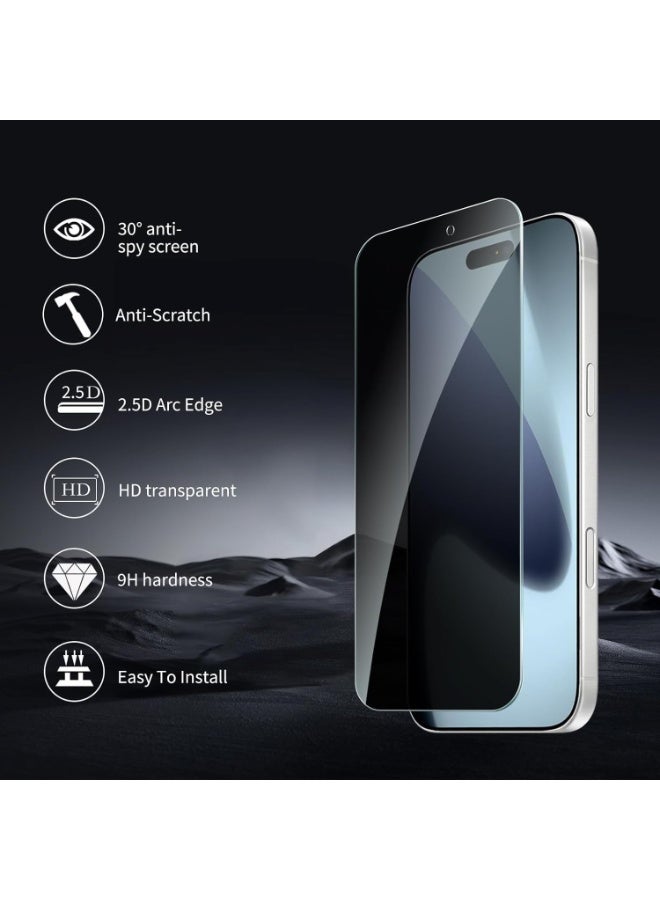 2 Pack Privacy Screen Protector for iPhone 17 tempered Glass Screen Protector 9H hardness Scratch Resistance iPhone 17 edge to edge glass Tempered Glass - Image 2