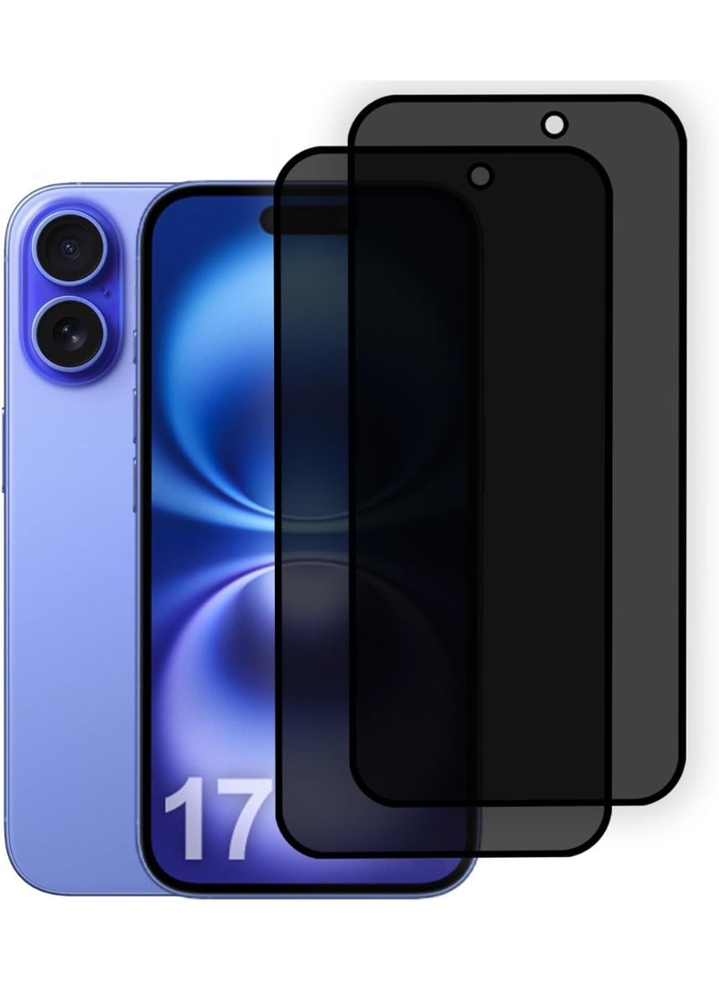 2 Pack Privacy Screen Protector for iPhone 17 tempered Glass Screen Protector 9H hardness Scratch Resistance iPhone 17 edge to edge glass Tempered Glass - Image 1