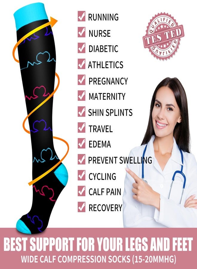 Bluemaple Compression Socks for Women & Men Circulation (6 Pairs) 15-20 mmHg is Best Support for Athletic Running Cycling - Image 5