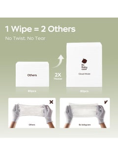 Babycare Babycare - Baby Wipes, Pack of 3 (80 pcs each), BPA-Free, Alcohol-Free, Hypoallergenic, Moisturizing Formula, Gentle on Baby Skin, Soft and Thick, Fragrance-Free, Dermatologist-Tested, Non-Toxic, Resealable Packs, Ideal for Diaper Changes, Travel-Friendly, Safe for Newborns, Daily Use  - Image 3