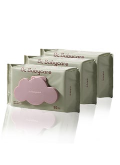 Babycare Babycare - Baby Wipes, Pack of 3 (80 pcs each), BPA-Free, Alcohol-Free, Hypoallergenic, Moisturizing Formula, Gentle on Baby Skin, Soft and Thick, Fragrance-Free, Dermatologist-Tested, Non-Toxic, Resealable Packs, Ideal for Diaper Changes, Travel-Friendly, Safe for Newborns, Daily Use  - Image 1