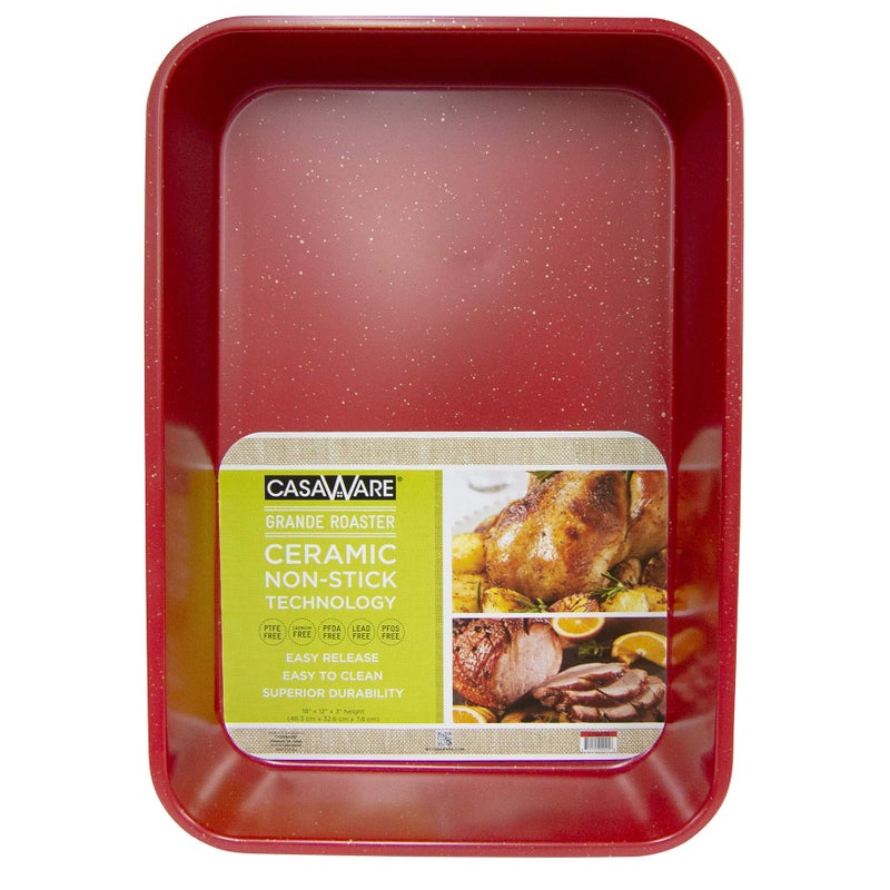 casaWare casaWare Grande LasagnaRoaster Pan 18 x 12 x 3Inch  Extra Large Ceramic Coated NonStick Red Granite 