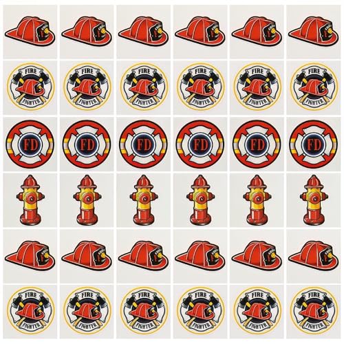 Fun Express Firefighter Tattoos 72pc for Birthday Apparel Accessories Temporary Tattoos Regular Tattoos Birthday 72 Pieces - Image 1