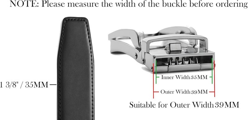 Contacts Belt Ratchet Buckle Strap Only – Waist Size Adjustable from 28" to 40" – Replacement Strap for Automatic Click Belts – No Buckle Included (15-Black) - Image 5