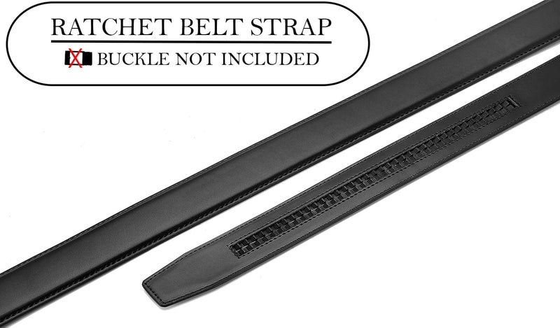 Contacts Belt Ratchet Buckle Strap Only – Waist Size Adjustable from 28" to 40" – Replacement Strap for Automatic Click Belts – No Buckle Included (15-Black) - Image 2