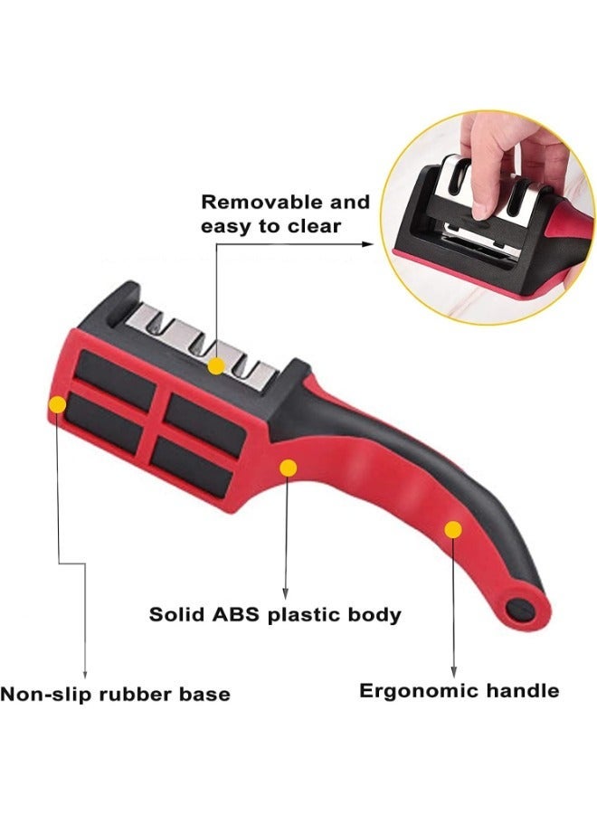 ELTRAZONE Knife Sharpener - Professional Kitchen Knife Sharpening and Polishing Tool, Manual, Easy-to-Use, for Straight Knives, Household and Chef’s Choice, Ergonomic Design, Sharpening Slots, Black. - Image 5