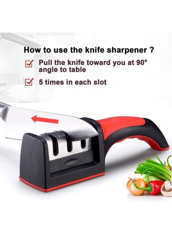 ELTRAZONE Knife Sharpener - Professional Kitchen Knife Sharpening and Polishing Tool, Manual, Easy-to-Use, for Straight Knives, Household and Chef’s Choice, Ergonomic Design, Sharpening Slots, Black. - Image 3