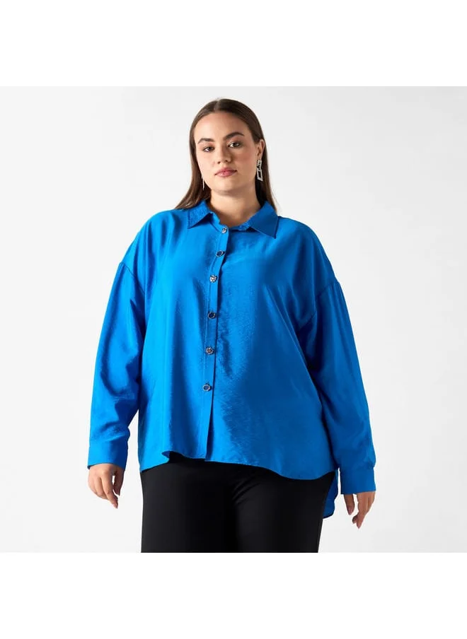 Iconic Plus Size Iconic Textured Shirt with Long Sleeves