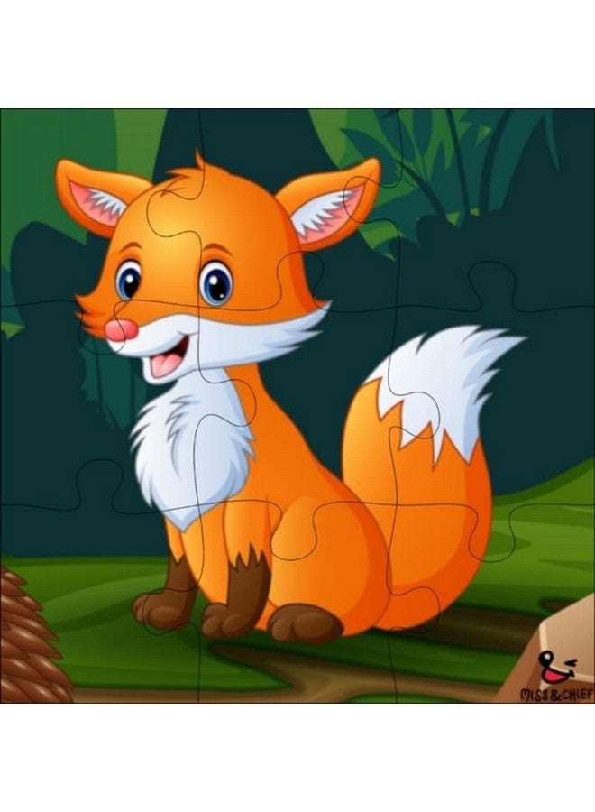 Fiddlys Wooden Jigsaw Puzzles for Kids & Children - 9 Pieces Age 3+ (Wild & Pets Animal) - Image 4