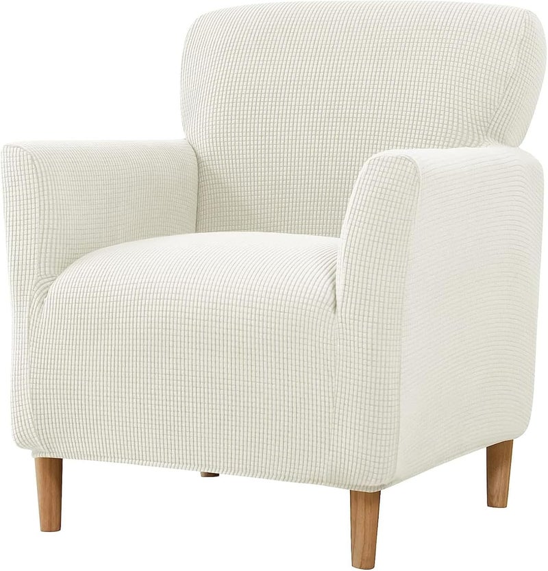 American Country Style Stretch Single Sofa Cover Detachable and Washable Bathtub Chair/Club Chair Cover white - Image 1