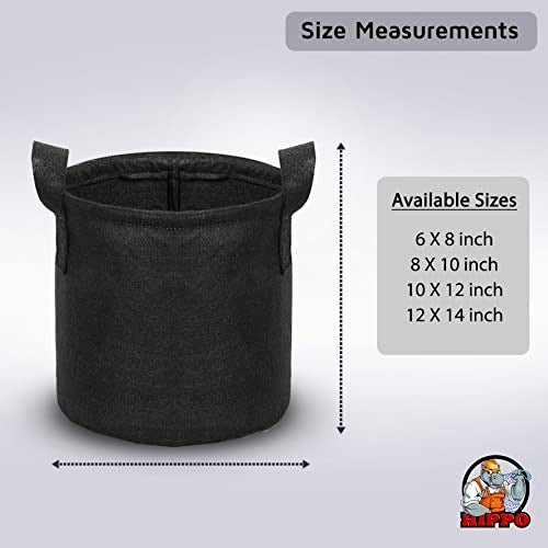 HIPPO 2 Pack Grow Bag Heavy Duty 400G Thickened Non-Woven Fabric Plant Growing Pot for Outdoor Garden (Black || 6INX8IN) - Image 5