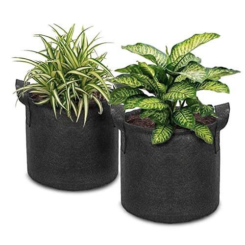HIPPO 2 Pack Grow Bag Heavy Duty 400G Thickened Non-Woven Fabric Plant Growing Pot for Outdoor Garden (Black || 6INX8IN) - Image 1