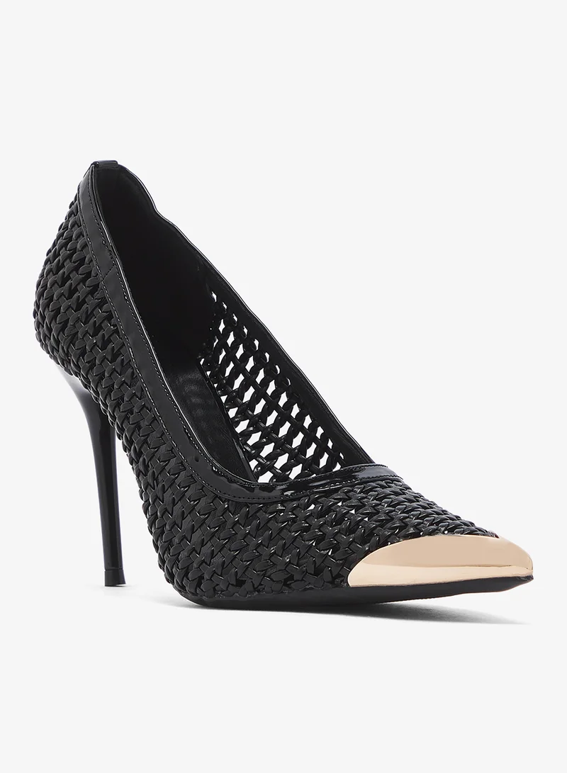 Ella Limited Edition Net Metallic Pump With Gold Accent High Heel With Gold Accent